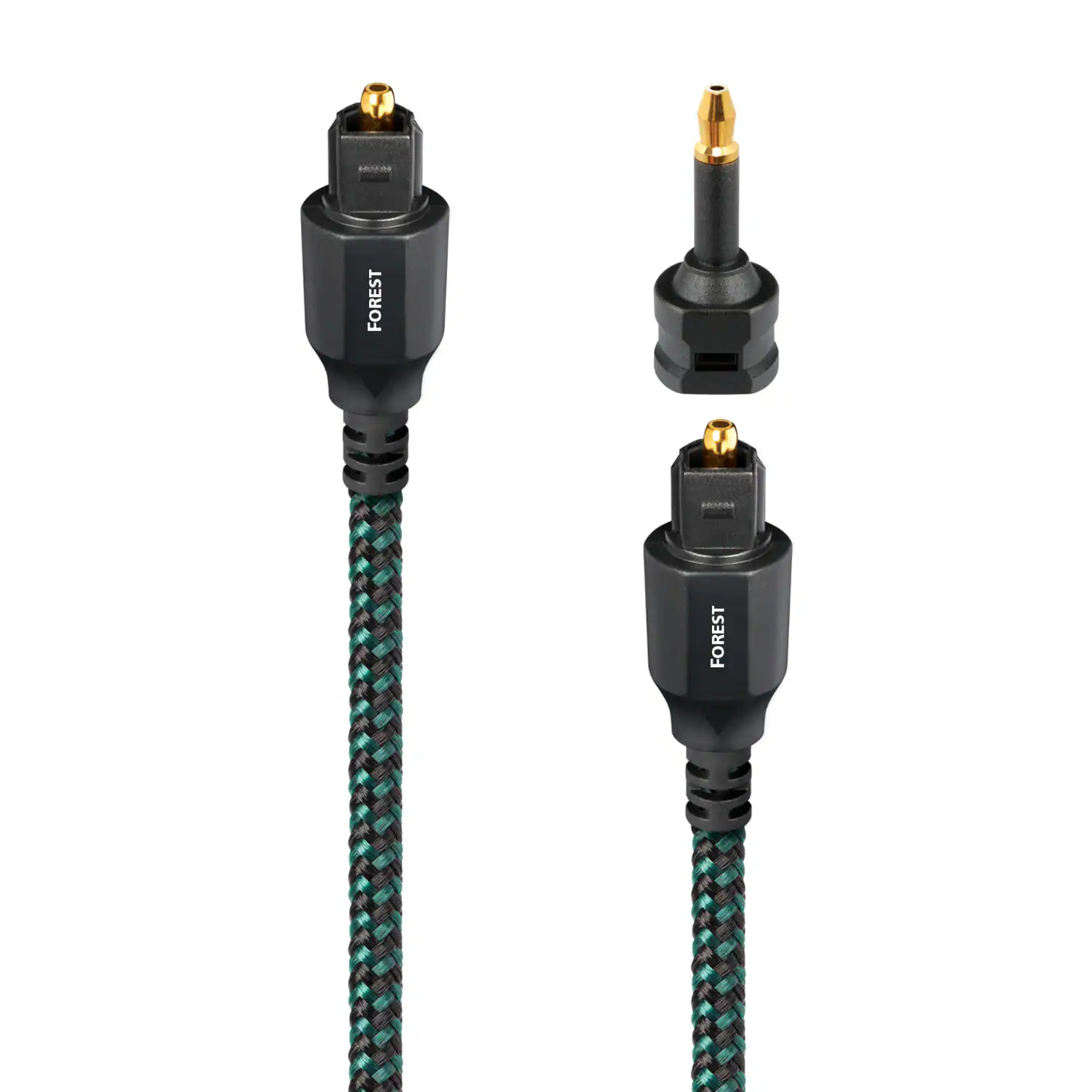 AudioQuest - Forest Optical 2.5' Digital Toslink Fiber-Optic Cable + Mini-Adaptor with Toslink to Toslink Connectors - Green on Black