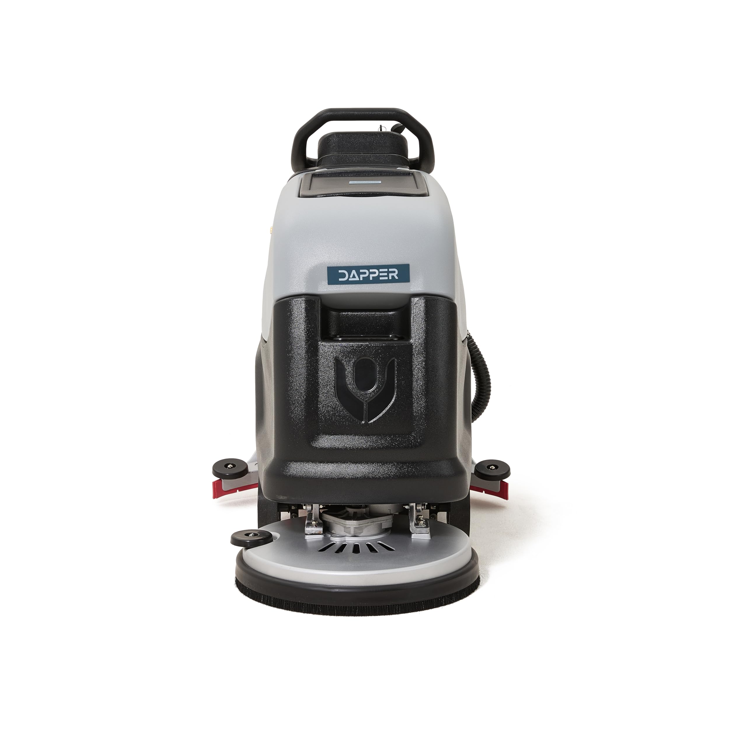 Angle. Dapper Supply - Battery Powered Walk Behind Floor Scrubber 20 Inch Cleaning Path 4 Hour Runtime 200 RPM 2 Year Warranty - Grey.