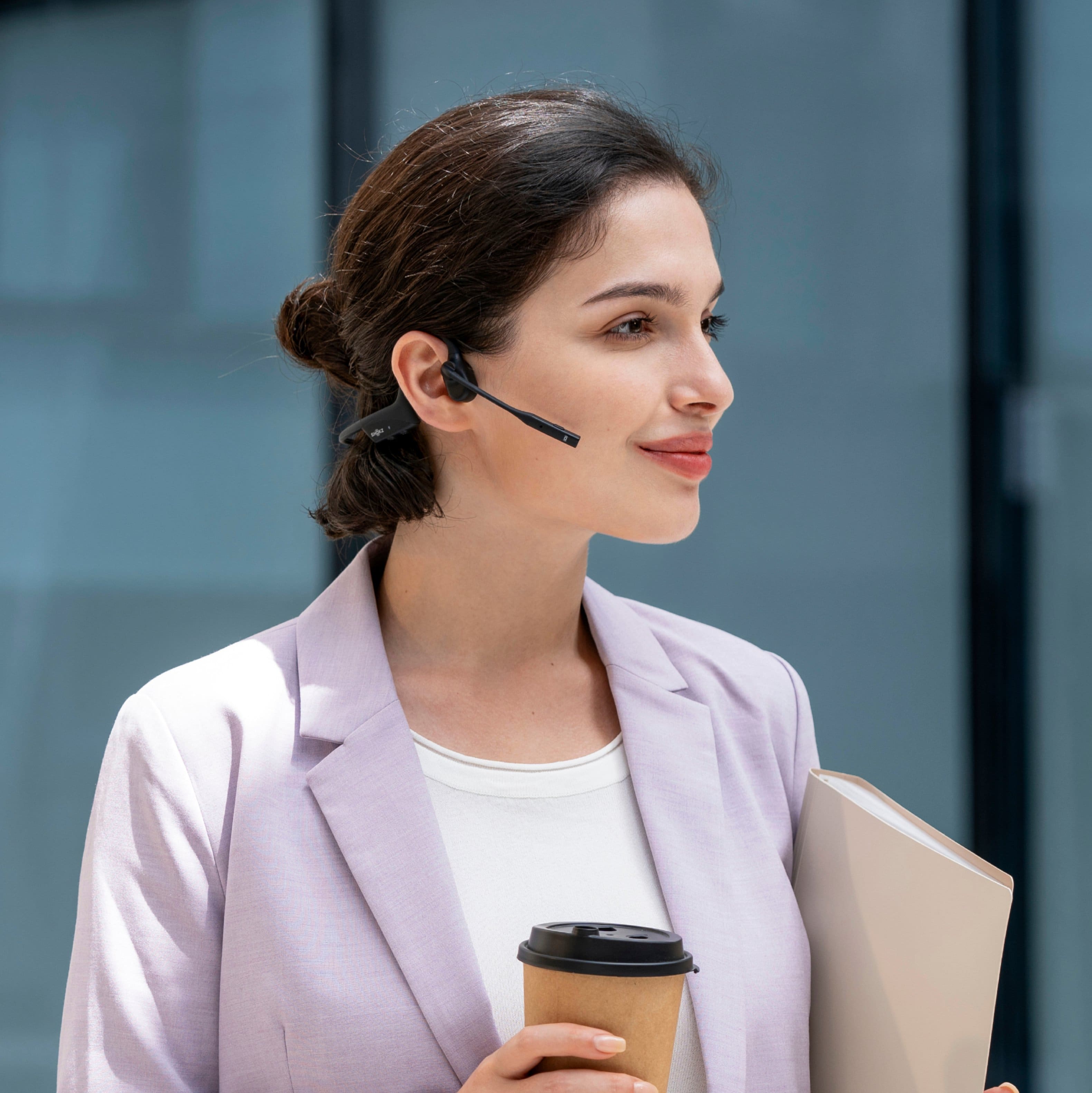 Alt View 2. Shokz - Shokz OpenComm2 Bone Conduction Stereo Bluetooth Headset 2025 Upgrade - Black.