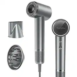 Teendow - 150,000 RPM High-Speed Ionic Hair Dryer with 1500W Brushless Motor, 500M Negative Ions, Quiet & Lightweight - Silver