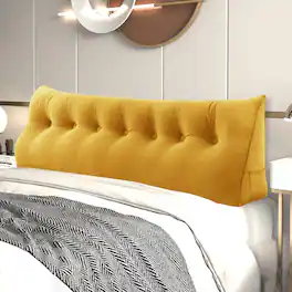 wowmax - Wedge Headboard Pillow King - Cotton Lumbar Support Pillow - Yellow