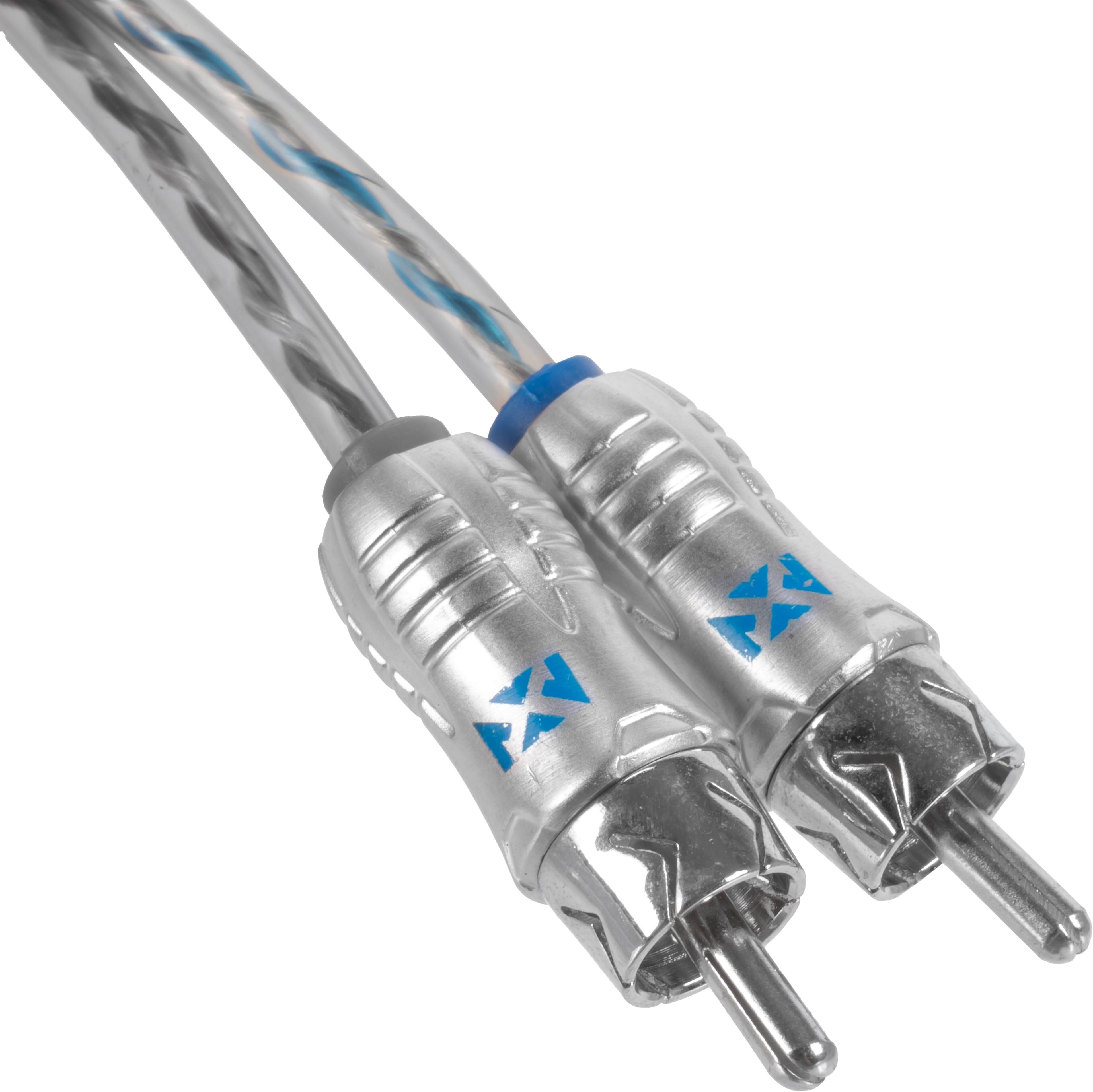 Left. NVX - XIX25 16.4 ft (5 Meter) Oxygen Free Copper 2-Channel Double Twisted Pair X-Series Car Audio RCA Audio Interconnect Cable.