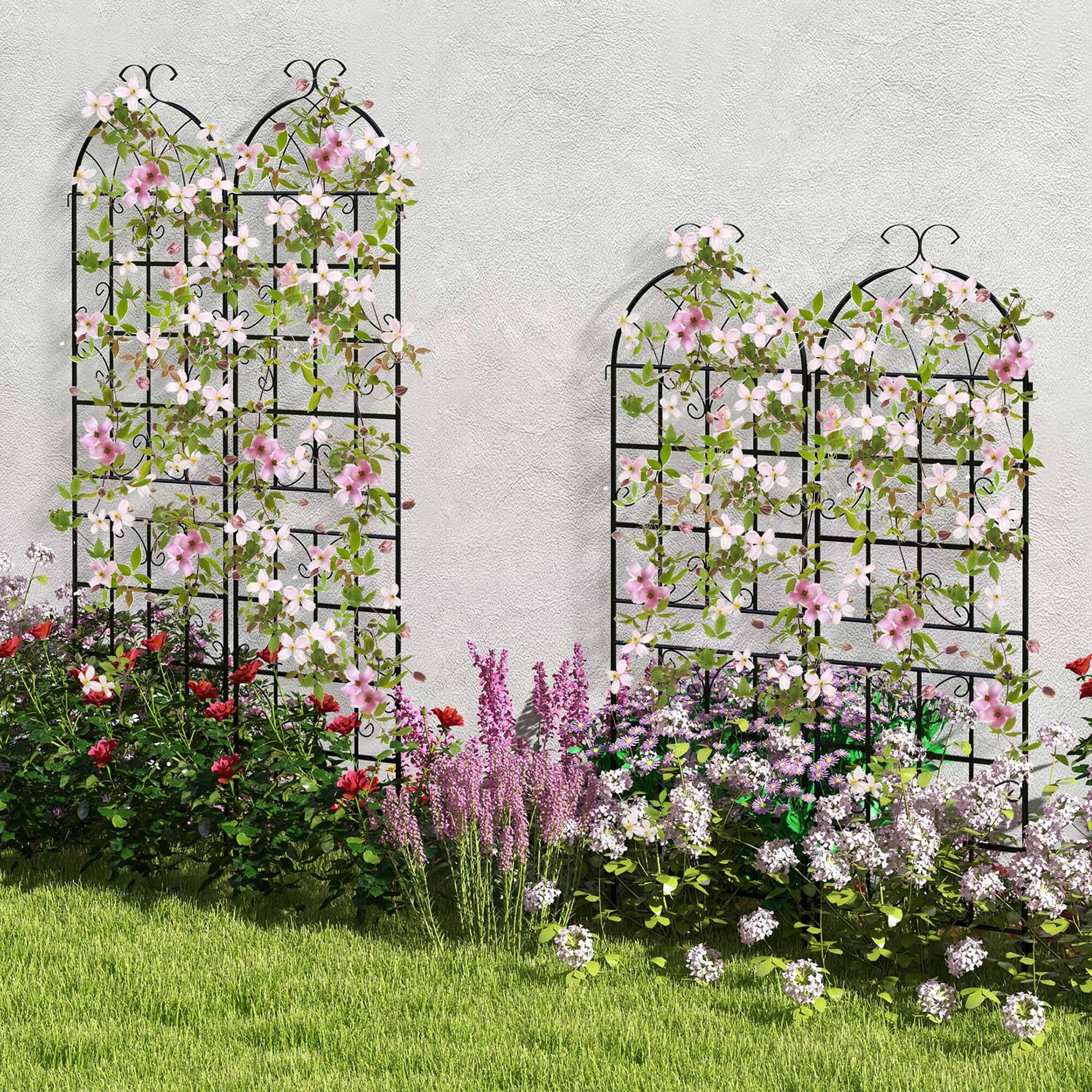 Alt View 3. Costway - Costway 4 Pack 87" x 20" Metal Garden Trellis Decorative Outdoor Trellis - Black.