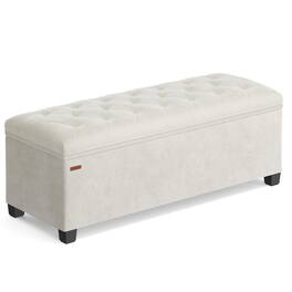 JETRANSPORT - Storage Ottoman Bench Foot Rest 15.7 Inches Chest Load Living Room Bedroom Entryway Cream White Ulsf089w01 - Velvet Cream White