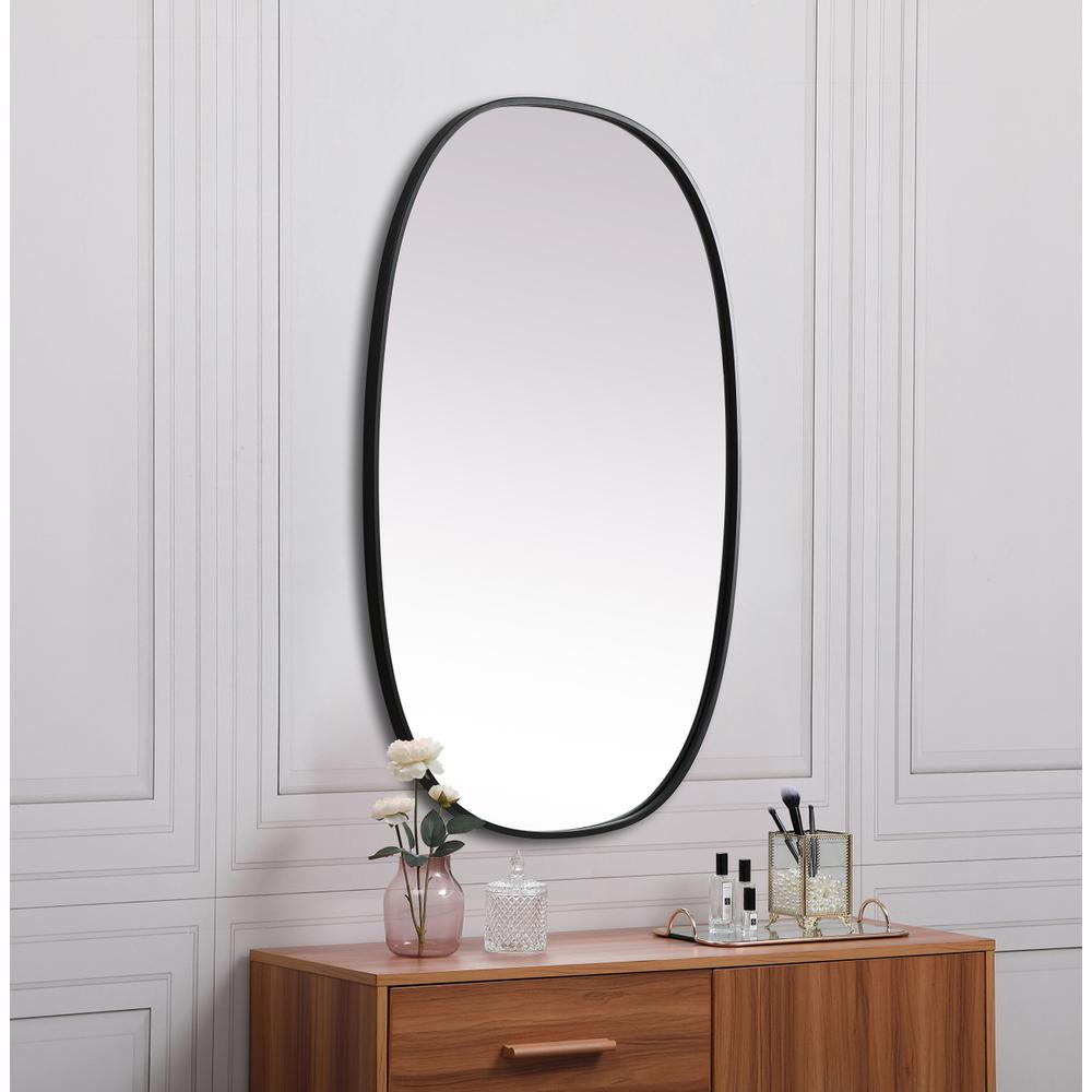 Alt View 7. Elegant Decor - Metal Frame Oval Mirror 27x40 Inch in Black - Black.