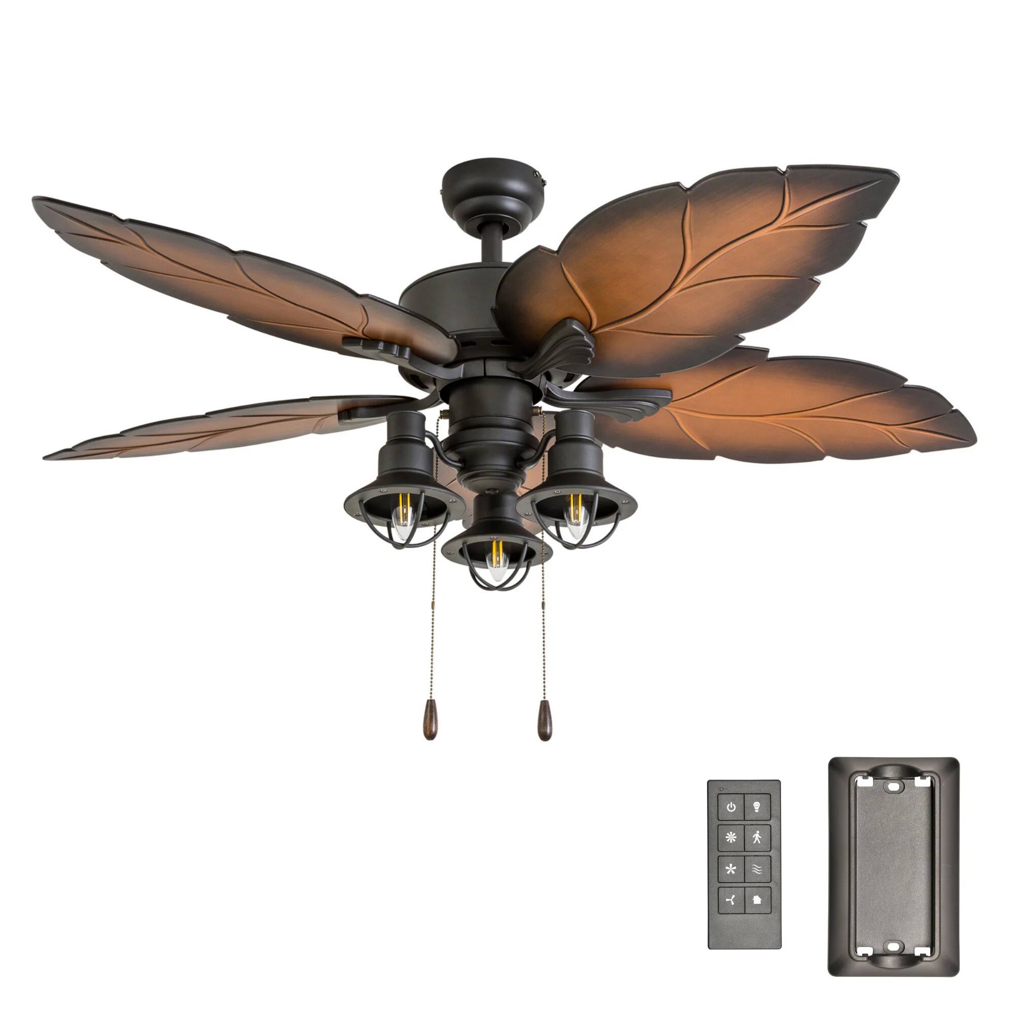 Front. Prominence Home - Prominence Home Ocean Crest 52" Tropical Indoor or Outdoor ceiling Fan, Bronze - Bronze.
