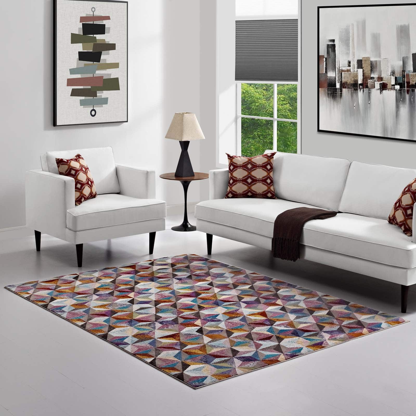 Modway - Arisa Geometric Hexagon Mosaic Area Rug - Multicolored
