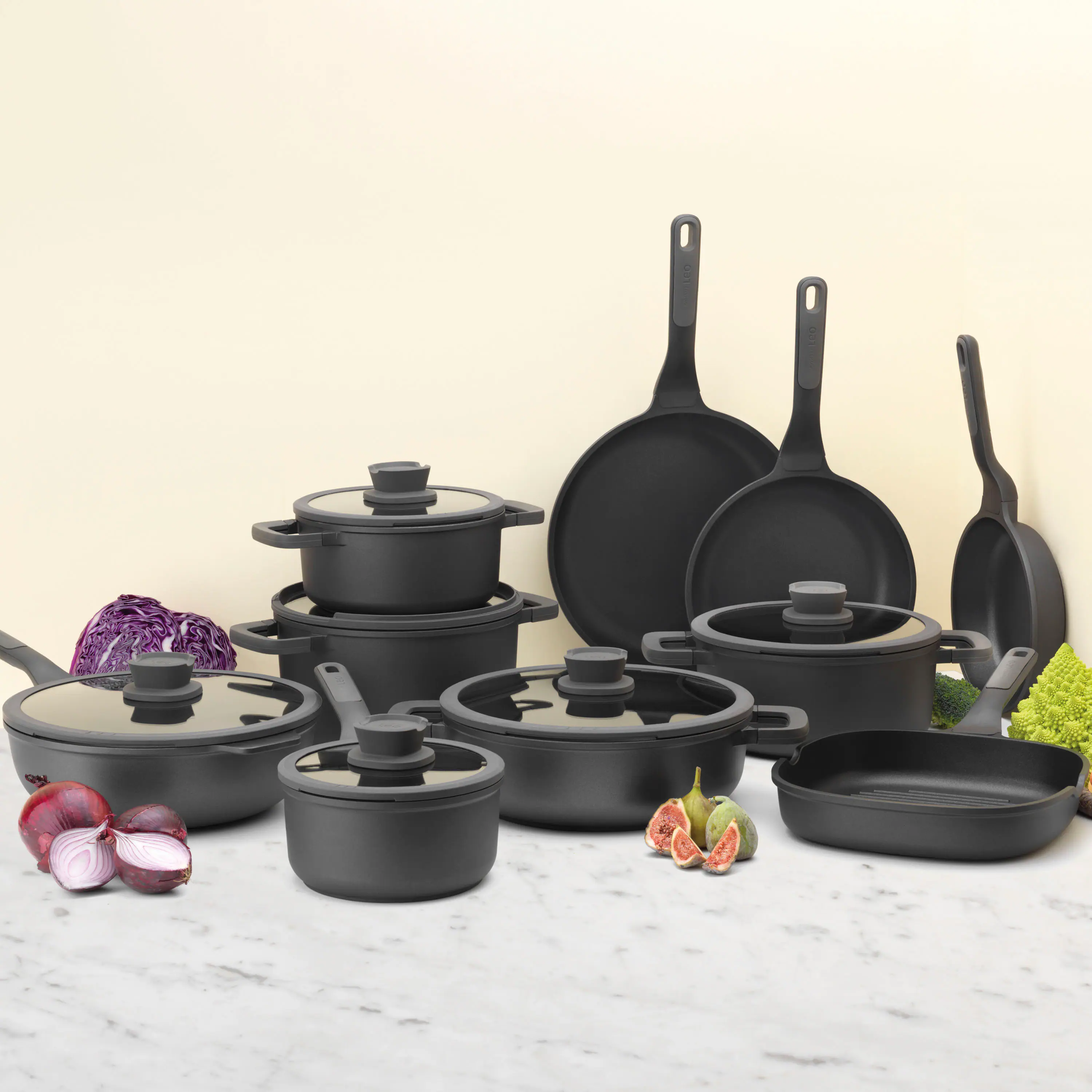 Alt View 5. BergHOFF - BergHOFF Leo Stone+ Nonstick Ceramic Aluminum Fry Pan 11", Recycled - Black.