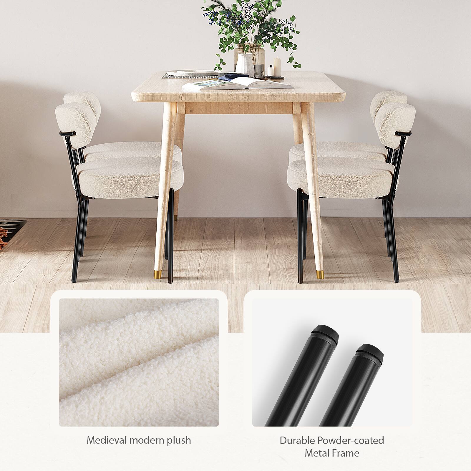 Medieval modern plush  
Durable Powder-coated Metal Frame