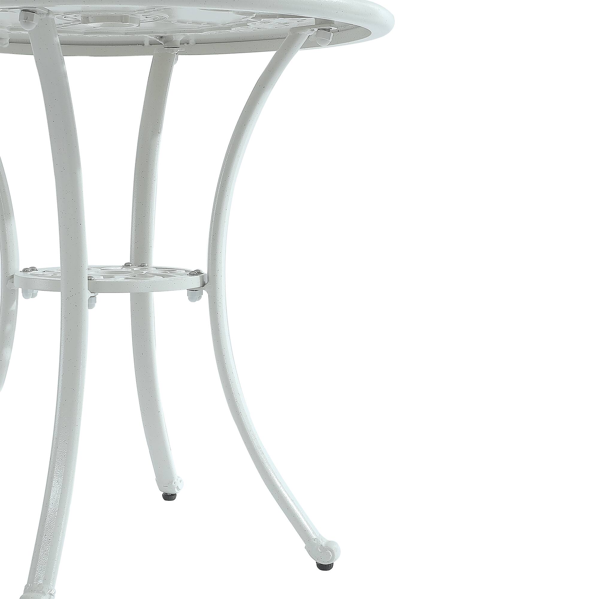 Alt View 4. Mondawe - Round Patio Table with Umbrella Hole - White.