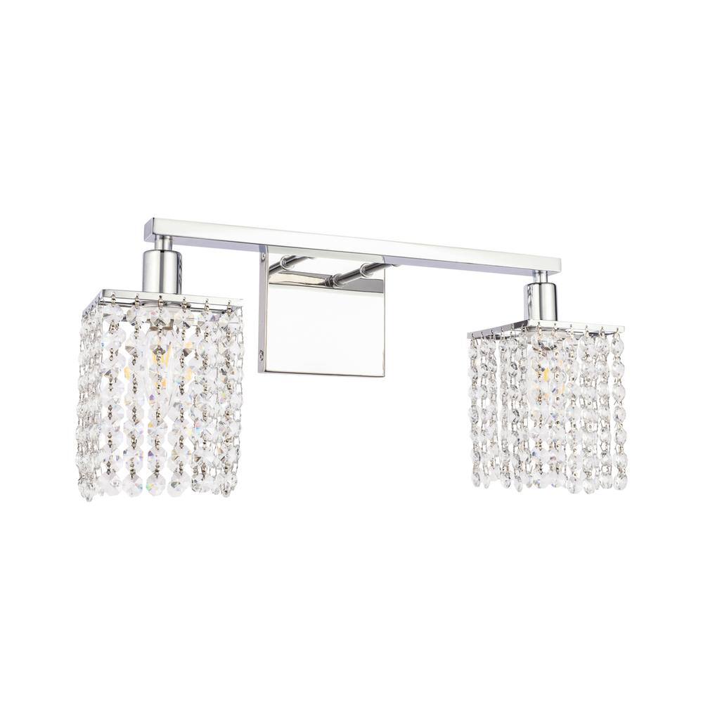 Alt View 4. Living District - Phineas 2 light Chrome and Clear Crystals wall sconce - Chrome And Clear Crystals.