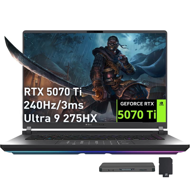 ASUS - ROG Strix 16" Gaming,Intel Ultra 9 275HX,64GB DDR5,4TB SSD+1TB Dock Set,RTX 5070 Ti,Backlit Keyboard,Win11 Pro - Gray