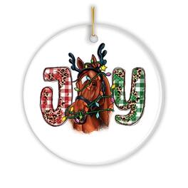OrnamentallyYou - Joy Christmas Horse Holiday Ornament - Multi-colored