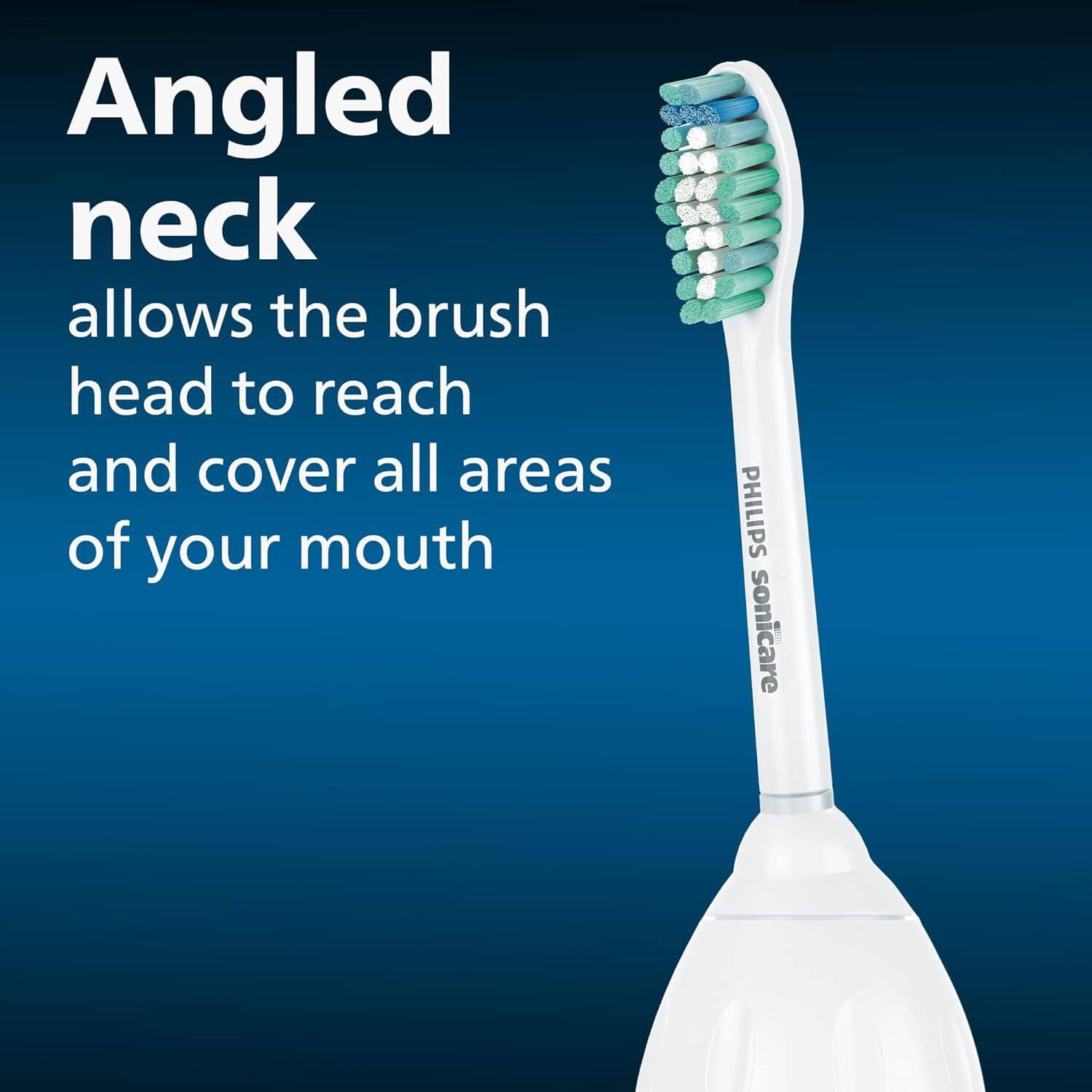 Angled neck allows the brush head to reach and cover all areas of your mouth PHILIPS sonicare
