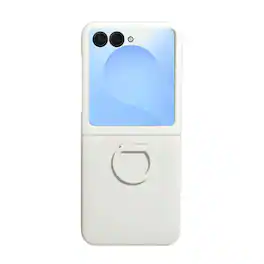 Dteck - for Samsung Galaxy Z Flip7 Case,Matte Hard PC Cover with Built-in Grip Ring,Shockproof Slim Phone Cover - White
