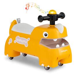 Costway - Ride on Toy Baby Dinosaur Sliding Car with 4 Universal Casters Under-Seat Storage - Yellow