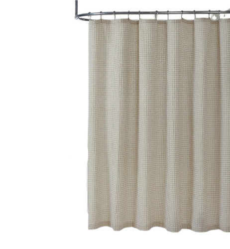 Angle. Kate Aurora - Hotel Collection Premium Waffle Weave Mold & Mildew Resistant Fabric Shower Curtain by Kate Aurora - Beige/Taupe - Taupe.