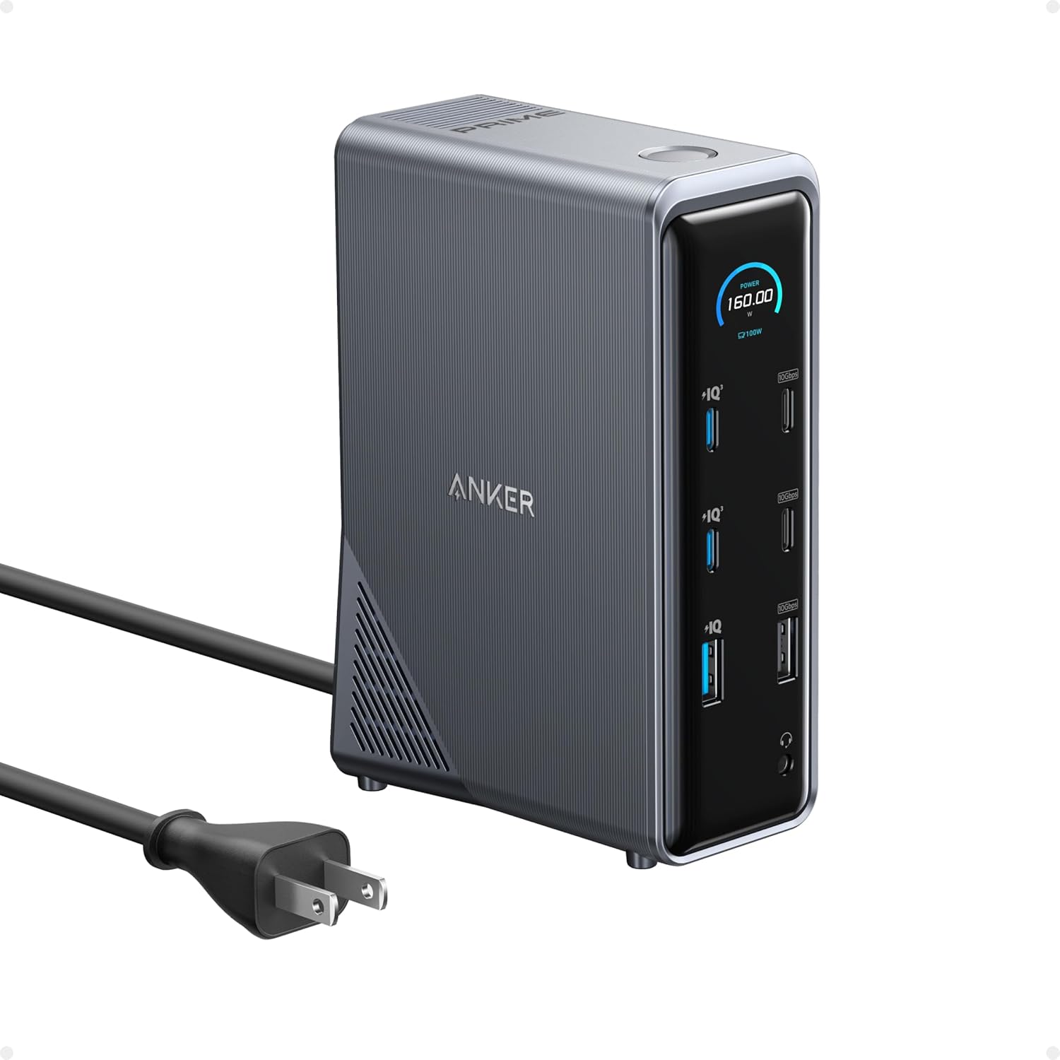 Anker - Prime 14-Port with 160W Max Output Docking Station, 10Gbps Fast Data Transfer, Real-Time Smart Interface