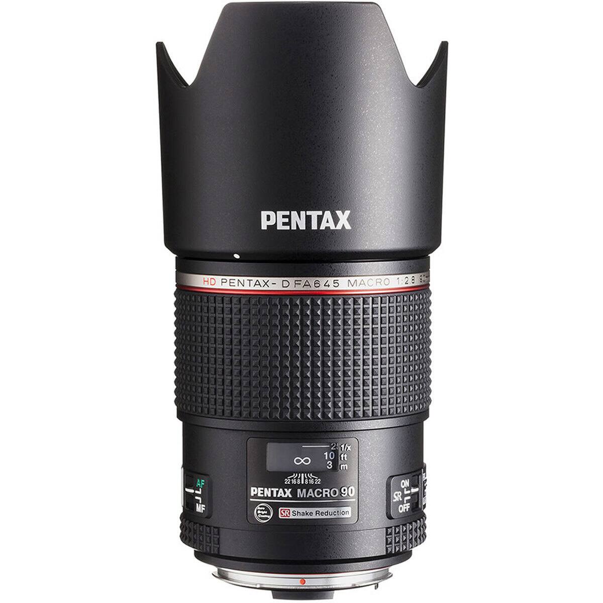 PENTAX HD MACRO 1:2.8 is PENTAX- D FA645 AF MF 2 1/x 10 ft 3 m PENTAX MACRO 90 SR Shake Reduction ON SR OFF