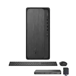 HP - OmniDesk Desktop, Ryzen 7 8700G, Radeon 780M, 64GB RAM, 2TB SSD+1TB Dock Set, Keyboard & Mouse, Win 11 - Black