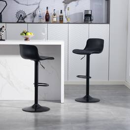 GOODSILO - Set of 2 Adjustable Swivel Bar Stools with Backrest, Modern Counter Height Stools for Kitchen Islands - Black