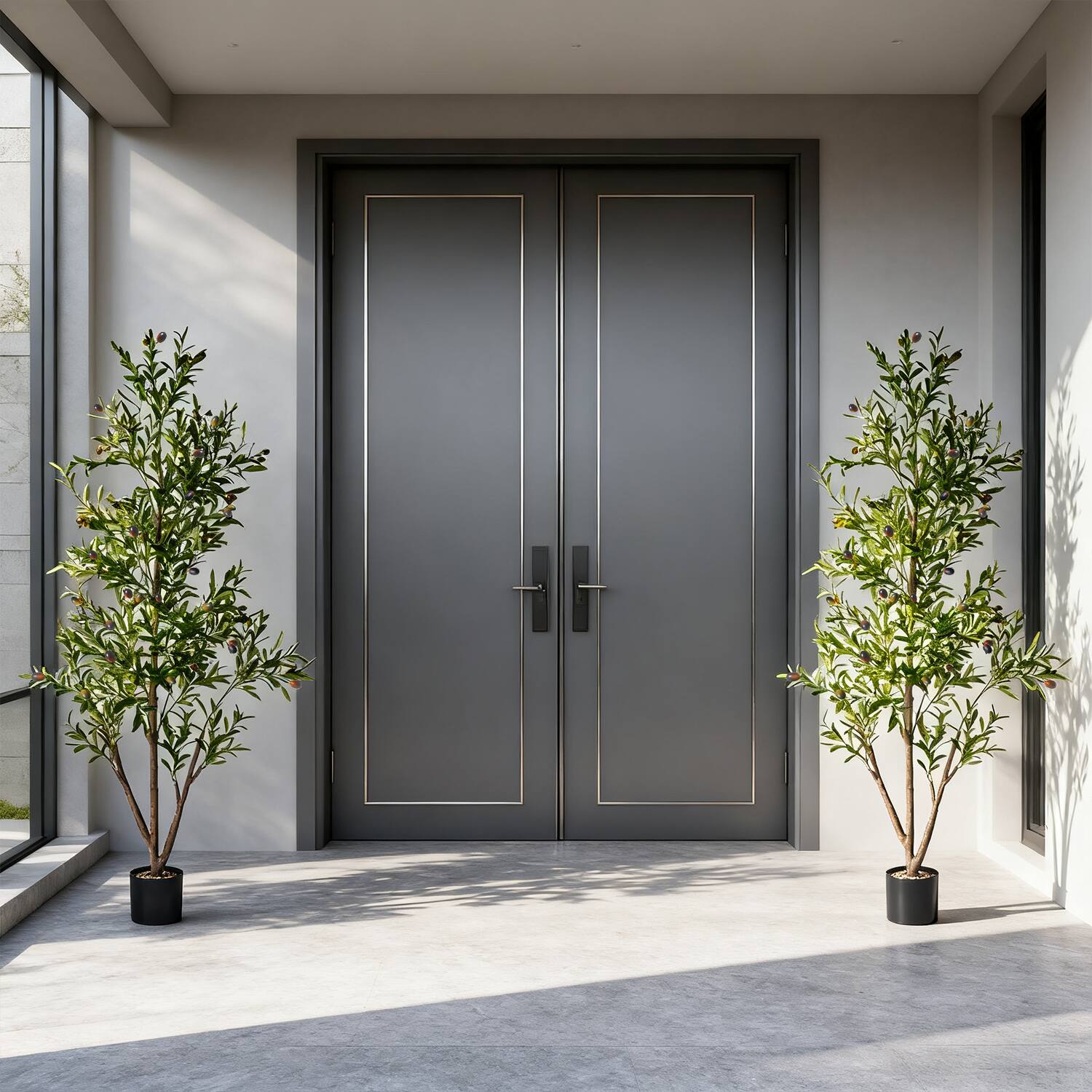 Alt View 7. NOVAROOT - 6FT Artificial Olive Trees Indoor Tall Faux Olive Tree with Lights Moss and Planter for Home Decor - Green.