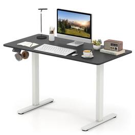 Costway - 48" x 24" Electric Standing Desk with LED Display 2 Memory Height Settings for Home - Black+White
