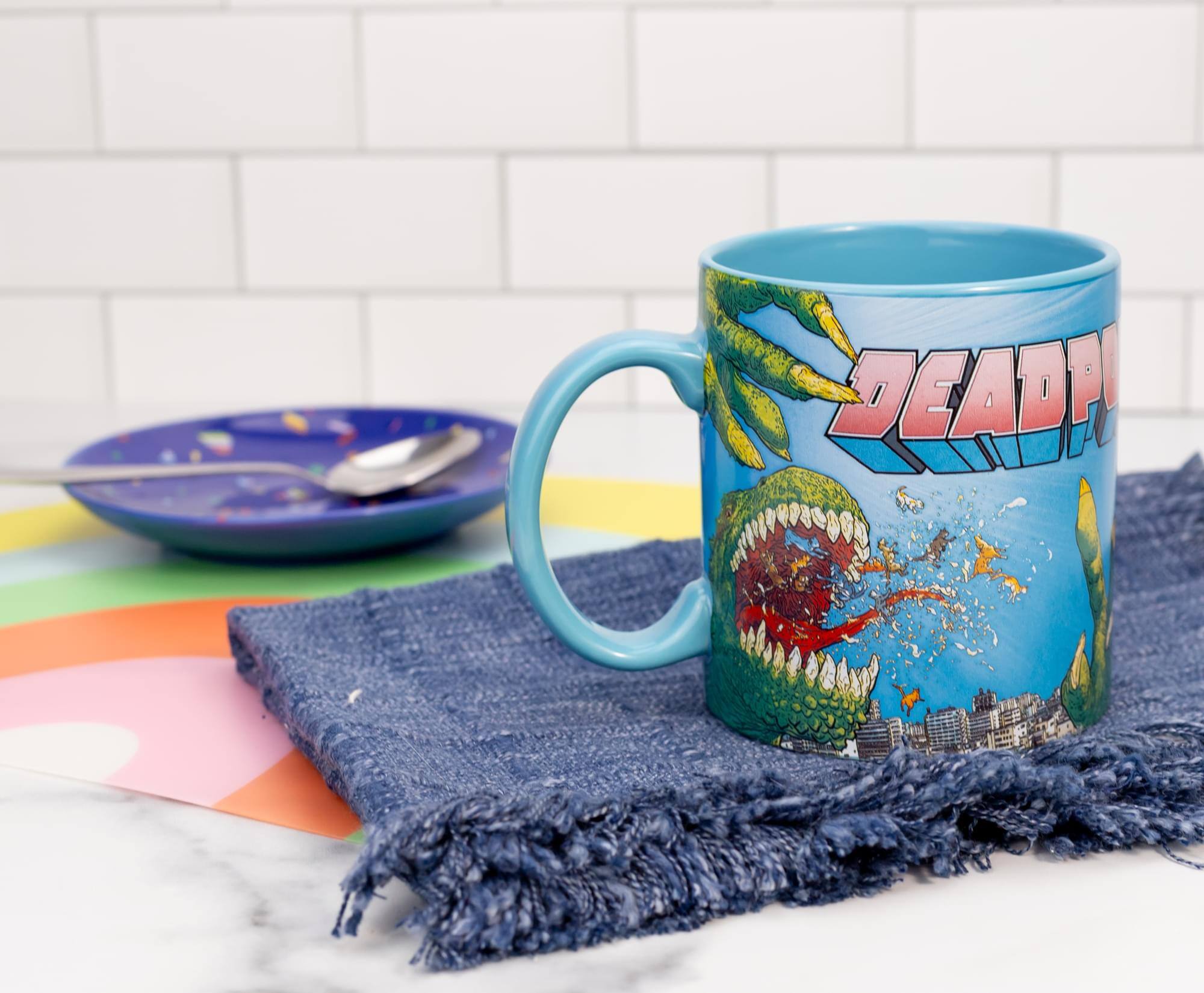 Alt View 4. Marvel - Marvel Deadpool and Unicorn "Best Mug Ever" Ceramic Mug | Holds 20 Ounces - Blue.