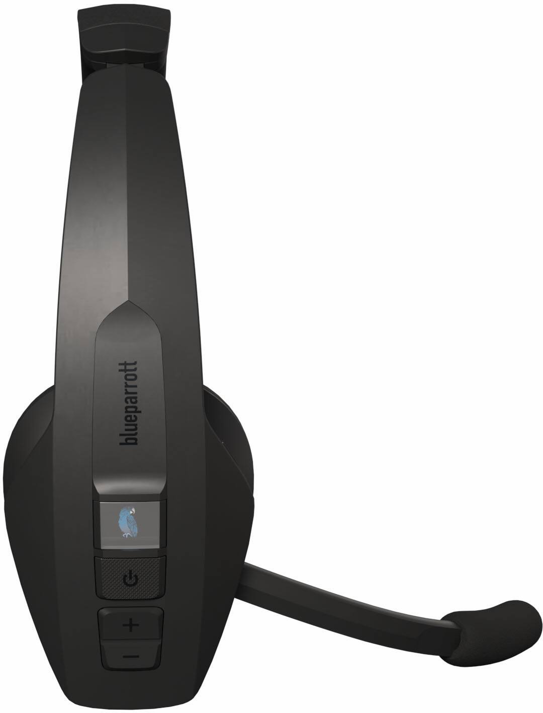 Angle. BlueParrott - Pro B450 Wireless Bluetooth Mono Headset with 98% AI Voice Isolation Mics, ANC audio, and All-Day Comfort - Black.