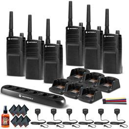 6 x Motorola RMU2040 On-Site 2-Way Radio (RMU2040) - 6 Pack With Mics Bundle - Black