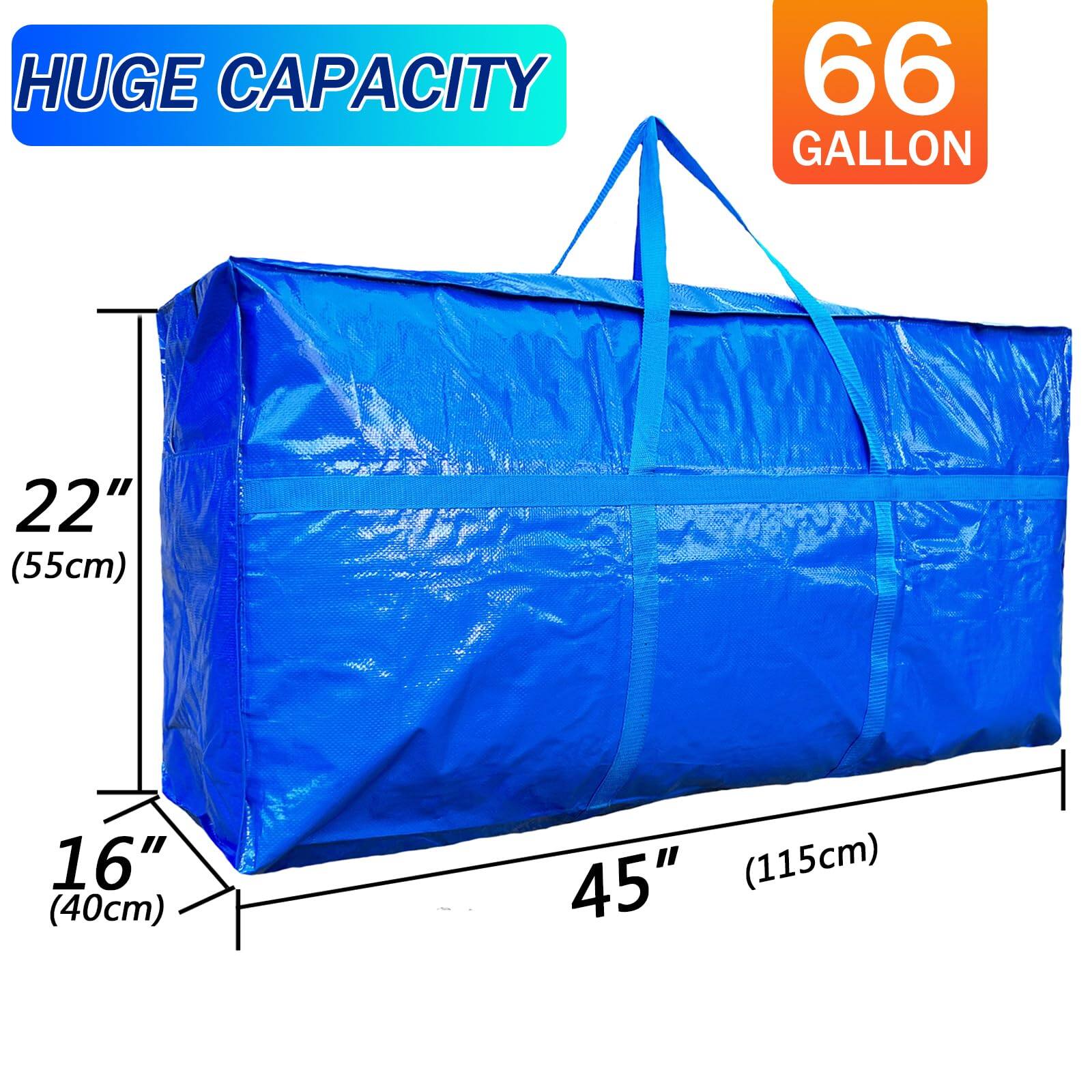 Fabibe 66 Gallon Extra Large Storage Bags Huge Moving Heavy Duty With ...