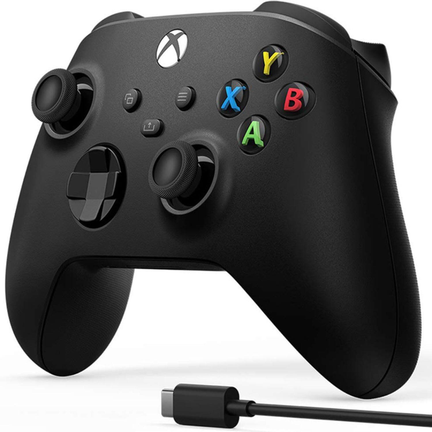 Back. Microsoft - Microsoft Xbox Wireless Controller w/USB-C Cable for PC, Carbon Black, 1V8-00001 (2-Pack) - Black.