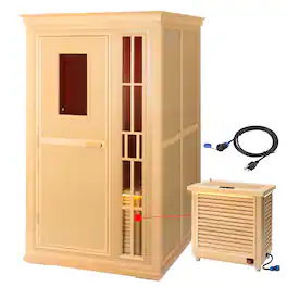 APRILSOUL - Home Dry Sauna Room 1 Person 1000W Hemlock Wood LED Bluetooth Easy Assembly Fast Heating - White
