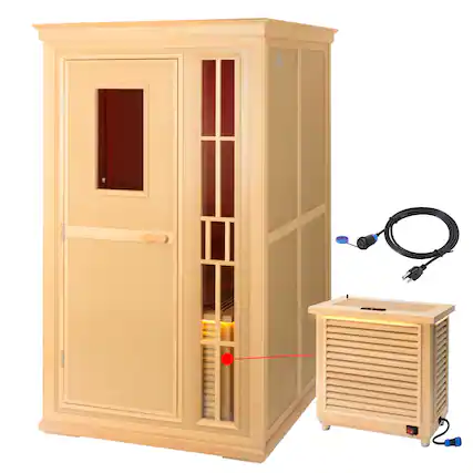 Front. APRILSOUL - Home Dry Sauna Room 1 Person 1000W Hemlock Wood LED Bluetooth Easy Assembly Fast Heating - white.