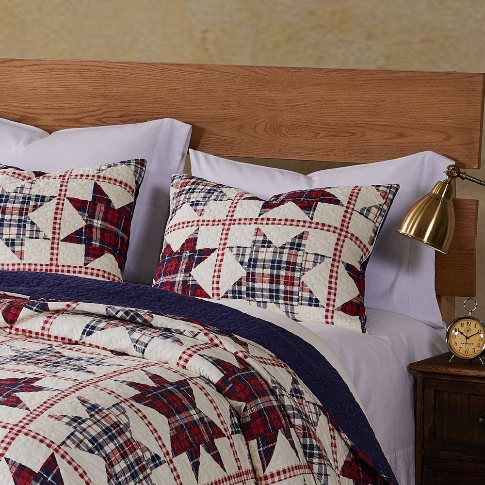 Left. BreeBe - Liberty Sham King - Red, Cream, Blue.
