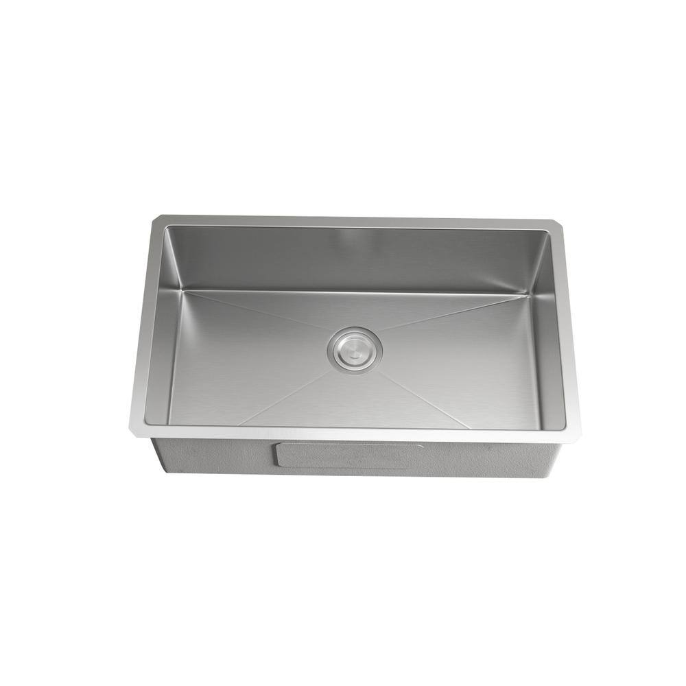Back. Elegant Kitchen and Bath - Stainless Steel undermount kitchen sink L30''xW18'' x H10" - Stainless Steel.
