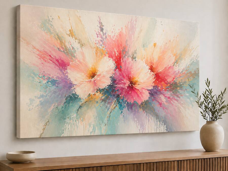 FC Design Large Canvas 24x36" Ready to Hang 24x36" Abstract Floral Art ...