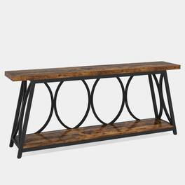 Hivvago - Industrial 70-in. Brown Wood Top Console Table with Heavy Duty Black Metal Frame - Brown, Black