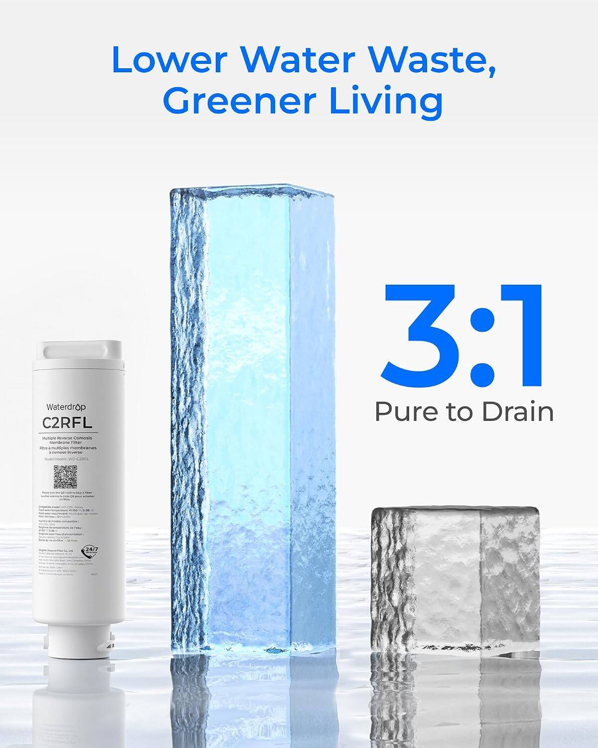 Lower Water Waste, Greener Living

Waterdrop C2RFL Multiple Reverse Osmosis Membranes - Aroor - sultipes membranes camose inverbo we GOL

3:1 Pure to Drain

Amour
-
Municipal

24/7