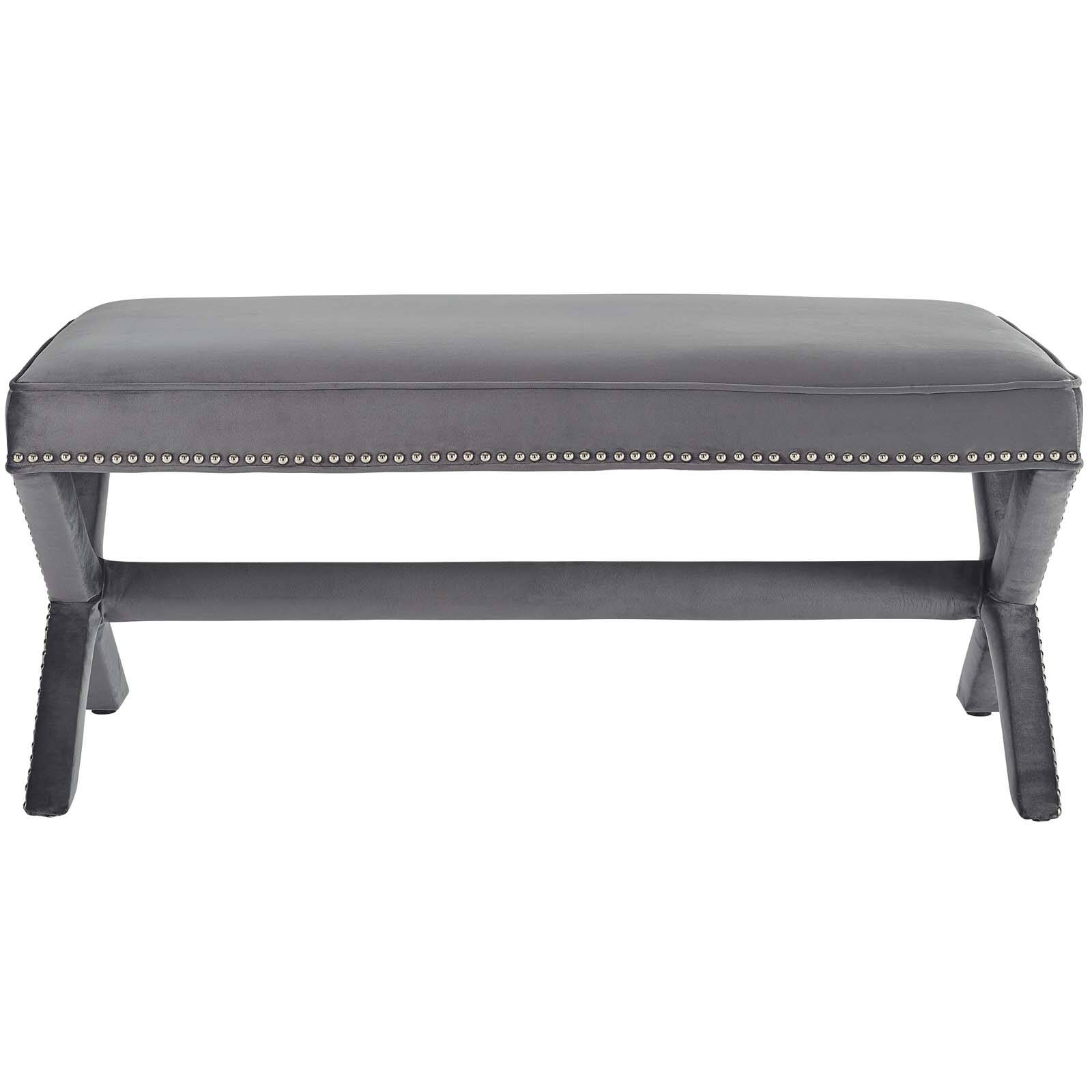 Back. Modway - Rivet Performance Velvet Bench by Modway - Gray.
