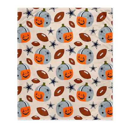 Front. Pegasus - Dallas Cowboys 60" x 70" Pumpkin Helmet Corral Fleece Blanket - Multicolor.