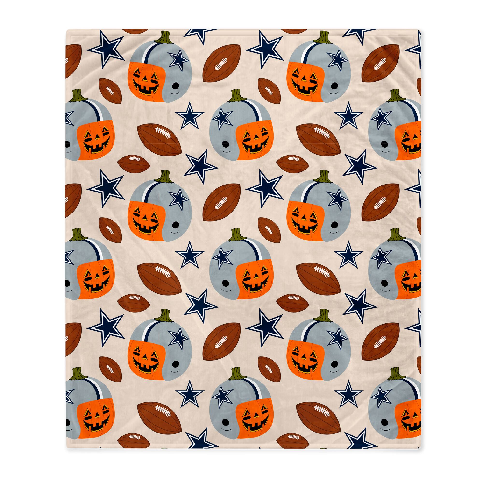 Front. Pegasus - Dallas Cowboys 60" x 70" Pumpkin Helmet Corral Fleece Blanket - Multicolor.
