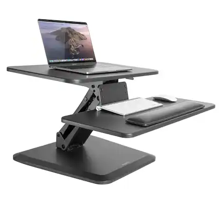 Front. Mount-It! - Gas Spring Sit‑Stand Desk Converter with Adjustable Height and Spacious Work Surface, Black - Black.