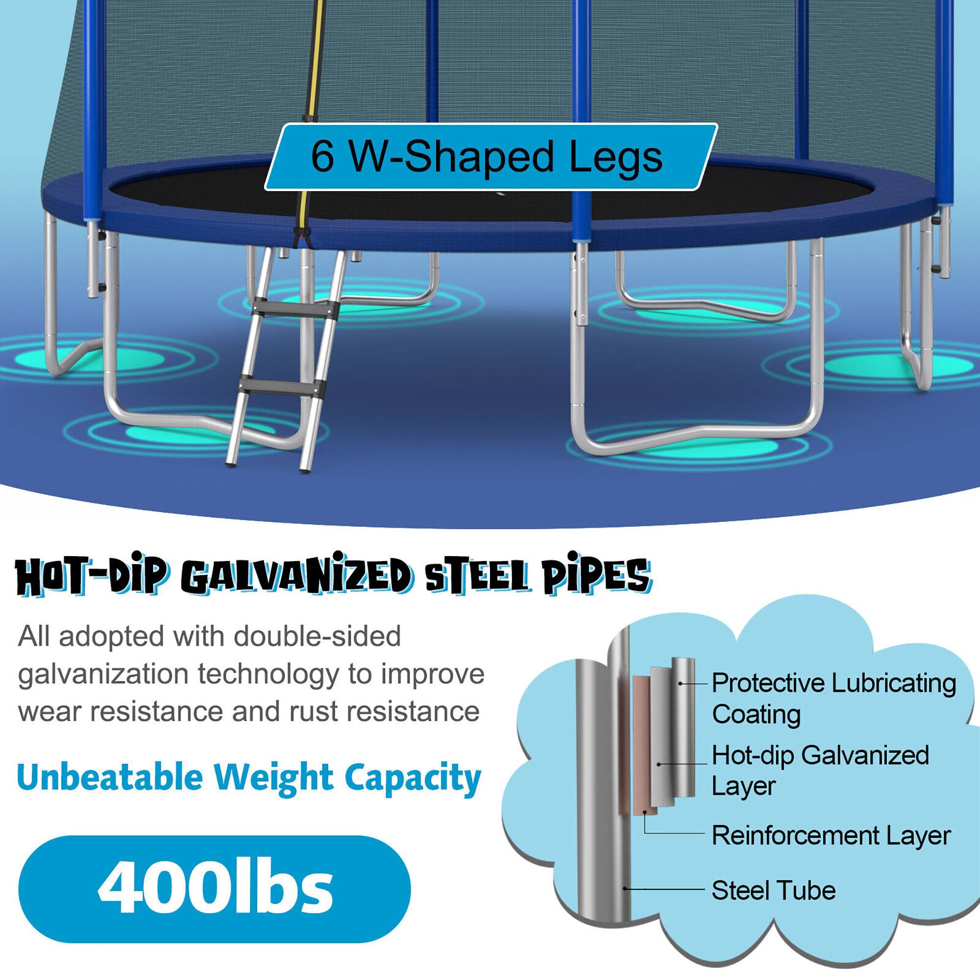 6 W-Shaped Legs

HOT-DIP GALVANIZED STEEL PIPES

All adopted with double-sided galvanization technology to improve wear resistance and rust resistance

Unbeatable Weight Capacity

400lbs

- Protective Lubricating Coating
- Hot-dip Galvanized Layer
- Reinforcement Layer
- Steel Tube