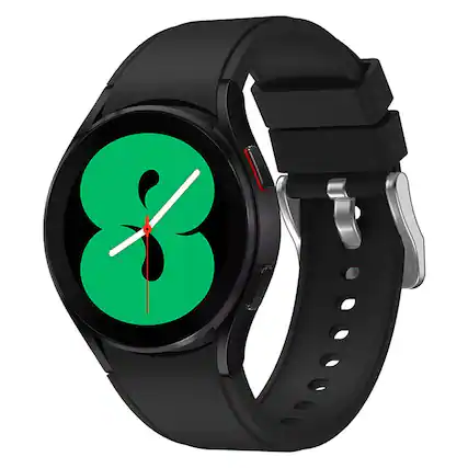 Front. StrapsCo - Active Band Silicone Rubber Watch Strap For Samsung Galaxy Watch 5 - Black.