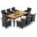 Alt View 10. Costway - 9 PCS Outdoor Dining Set with Acacia Wood Tabletop, Umbrella Hole, Seat Cushions - Brown & Navy.