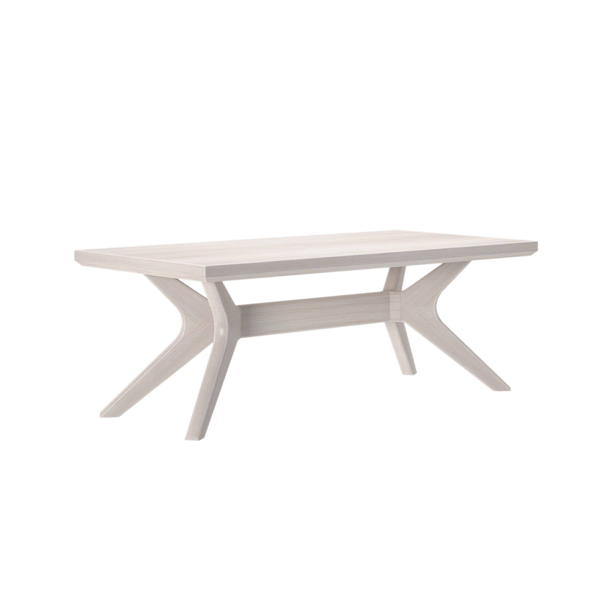 Alt View 2. Plank+Beam - Cross Leg Rectangular Coffee Table (48in x 24in / 1220mm x 610mm), White Sand Wirebrush - White Sand Wirebrush.