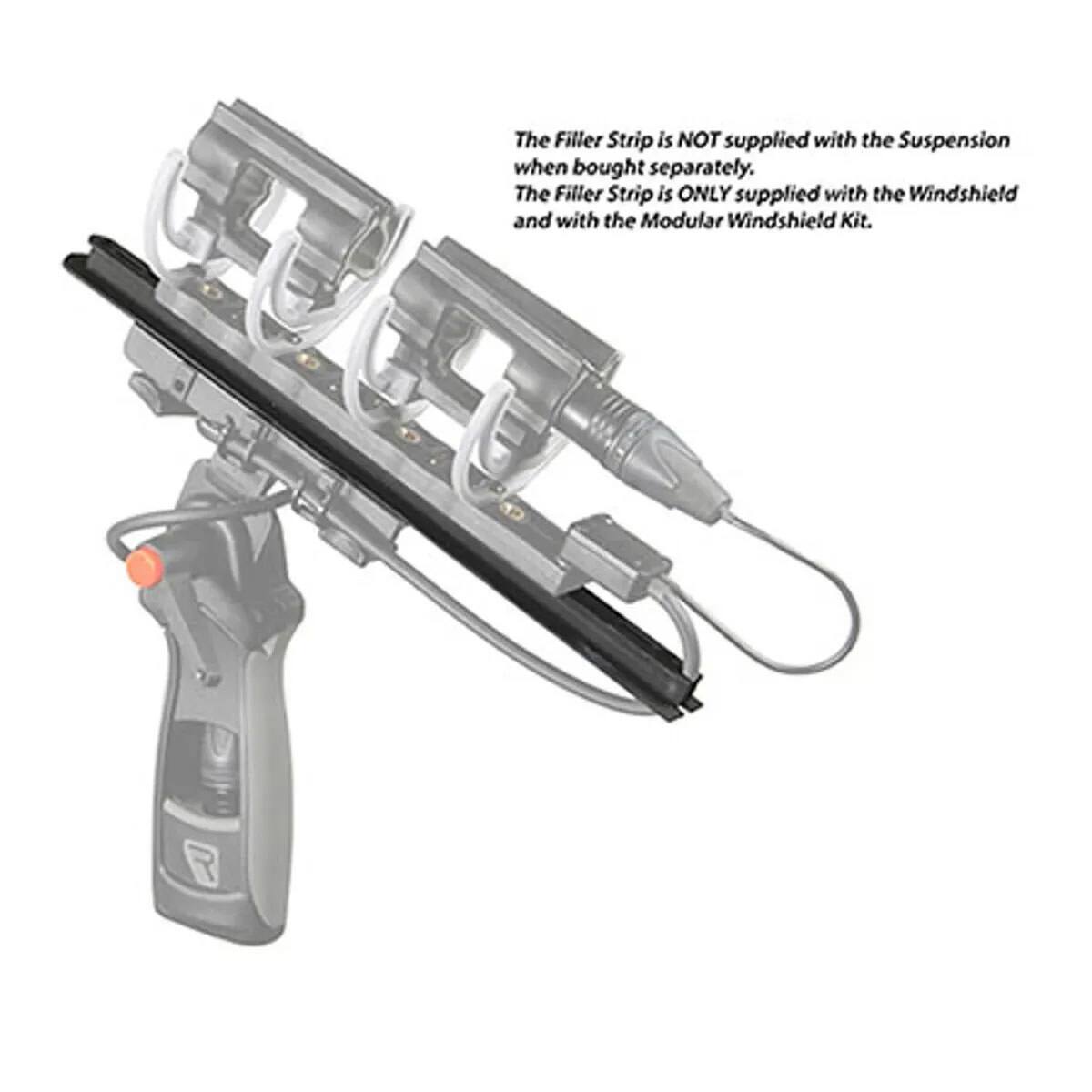 The Filler Strip is NOT supplied with the Suspension when bought separately. The Filler Strip is ONLY supplied with the Windshield and with the Modular Windshield Kit.