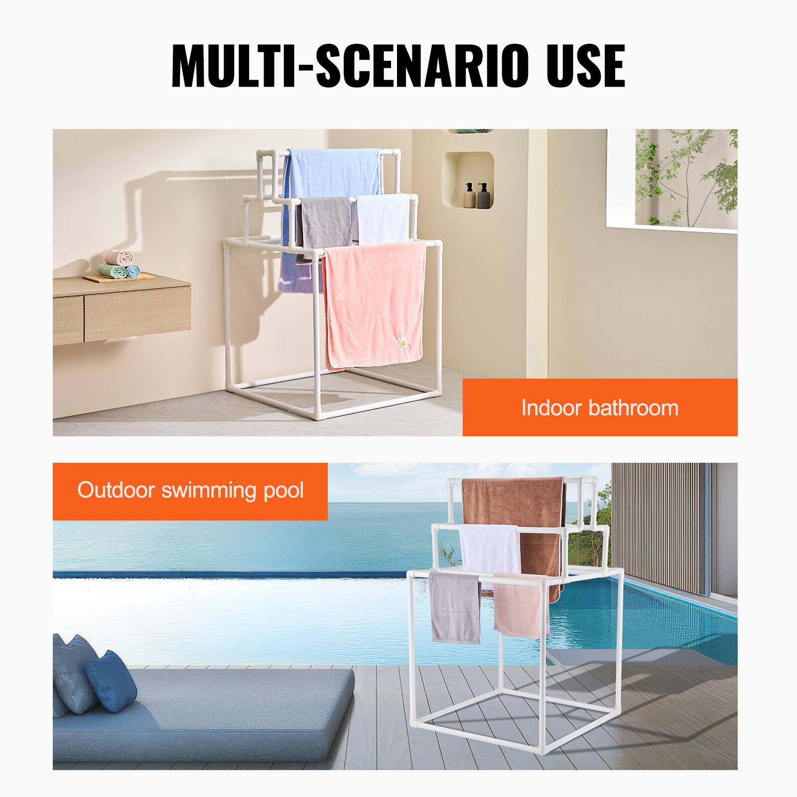 The text in the image can be grouped and corrected as follows:

**Multi-Scenario Use**

- Indoor bathroom
- Outdoor swimming pool