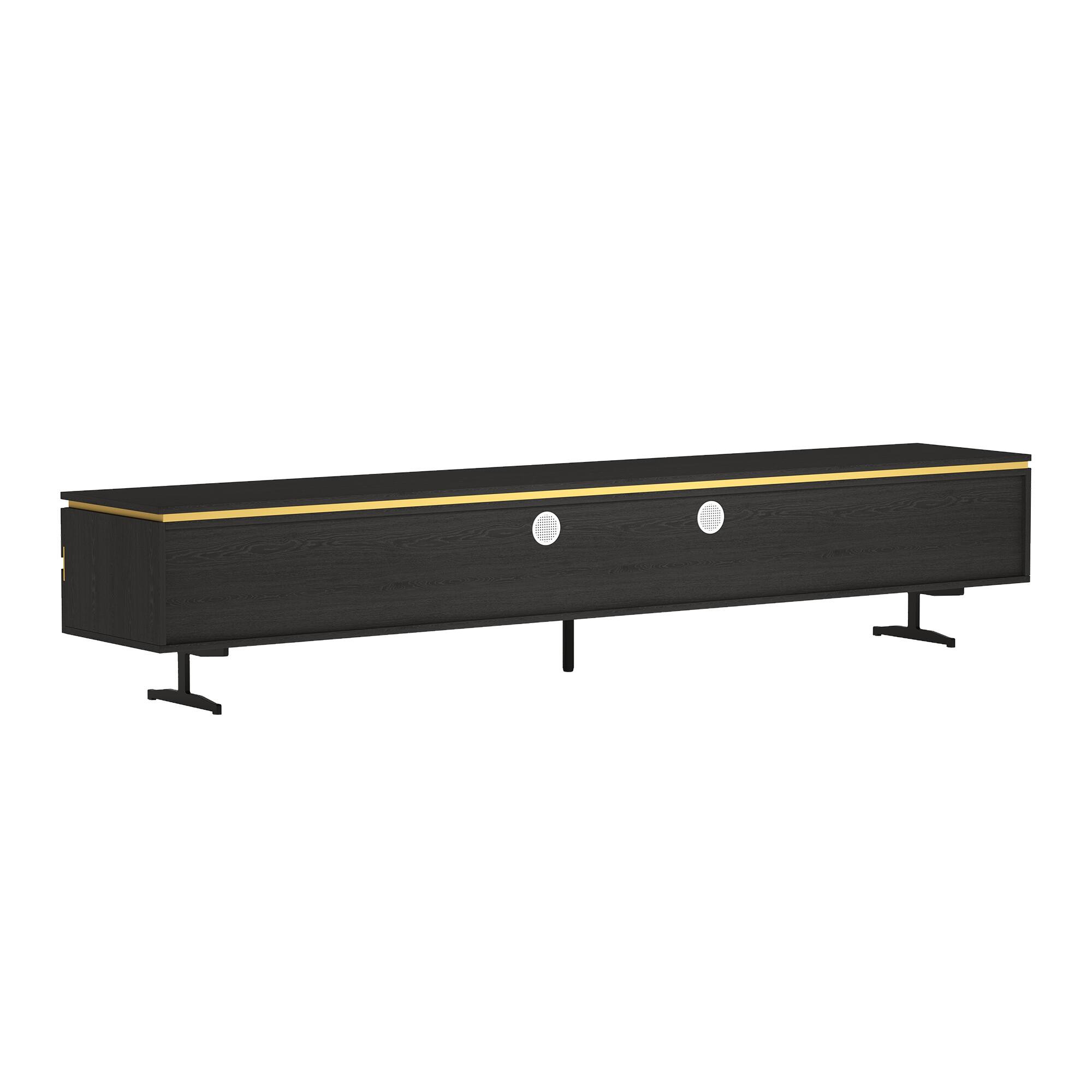 Alt View 6. luck idea - 86.61" Media Console TV Stand with Hidden Drawers, Enclosed Cabinets & Cable Management - Black.